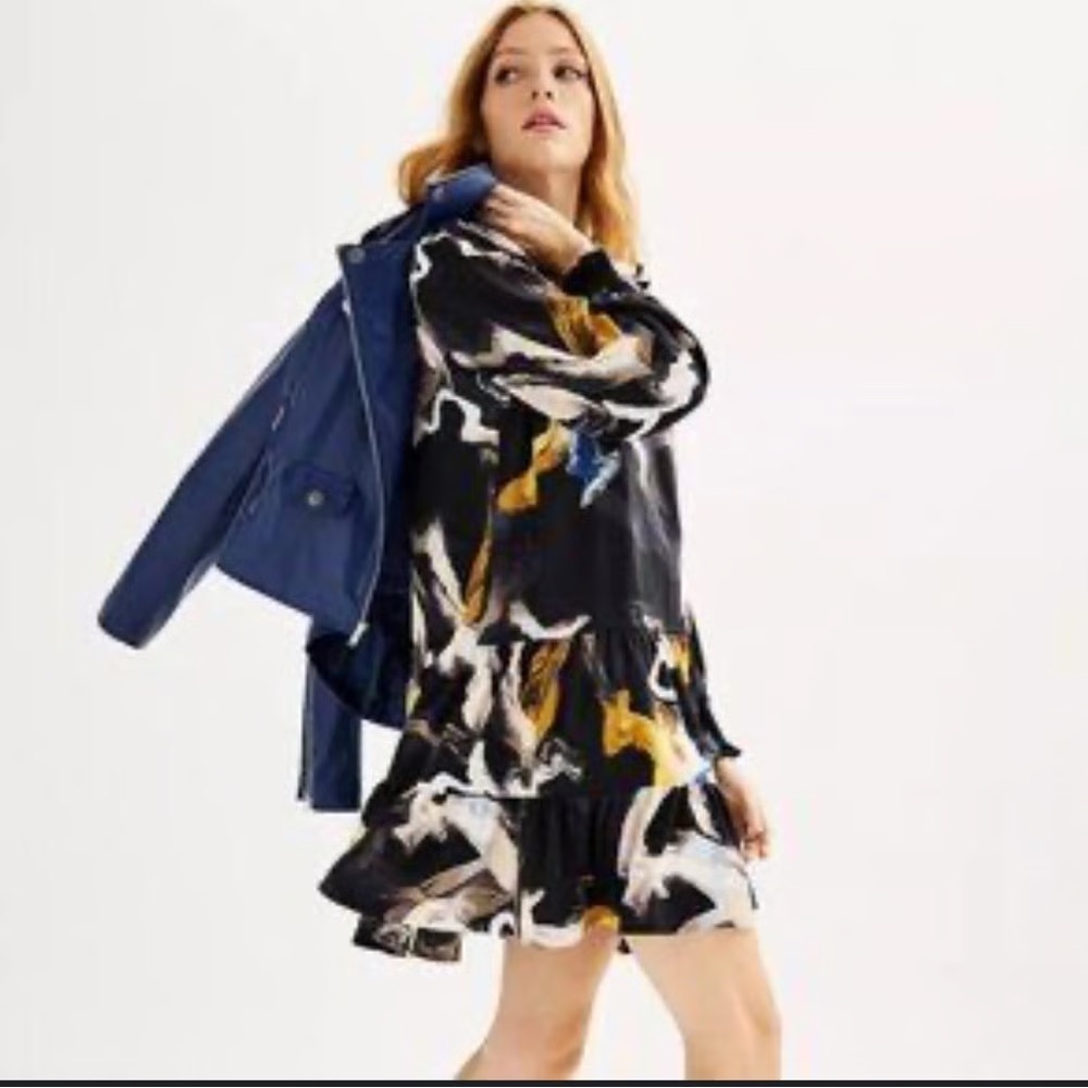 Nine West Long‑Sleeve Swing Dress – Women’s Large, Excellent Condition